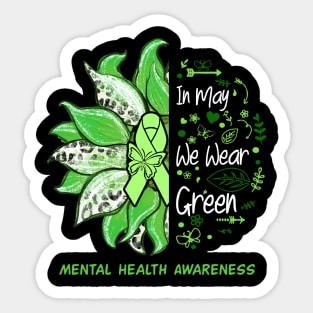 In May We Wear Green Daisy Mental Health Awareness Sticker